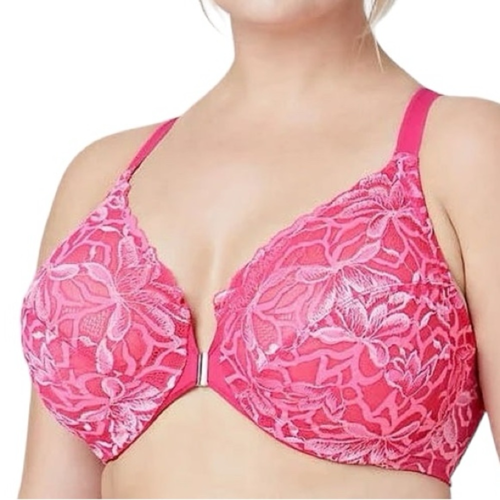 BRAMOUR pink full figure racerback pink underwire front closure bra 46D NWT